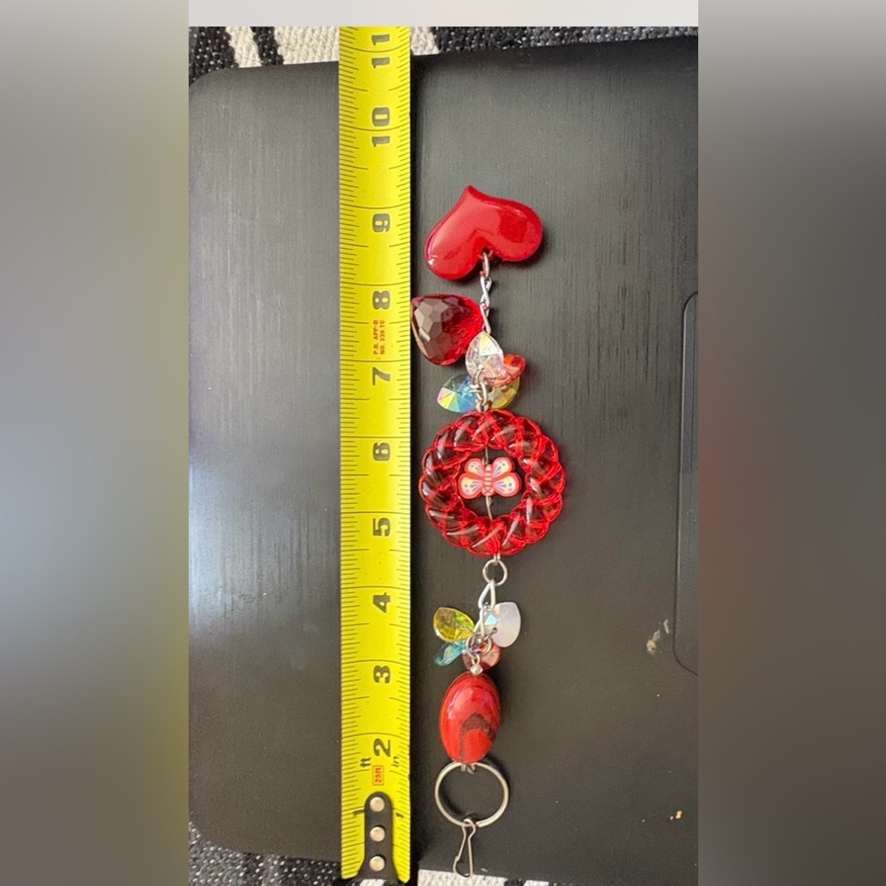 Red Beaded Keychain with Butterfly Charm